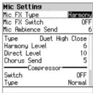 ROLAND FPE50 - Utilisez les boutons [a]n[v]pour sélectionner « mic setting » puis appuyez sur le bouton [enter]. - 1