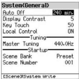 ROLAND FPE50 - Dans l'écran system, utilisez les boutons [a]n[v]pour sélectionner « general », puis appuyez sur le bouton [enter]. - 1