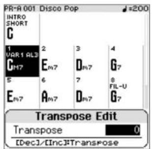ROLAND FPE50 - Réglage de la transposition d'une suite (transpose) - 1