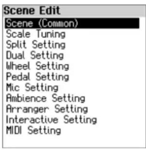 ROLAND FPE50 - Utilisez les boutons [a]n[v]pour sélectionner « scene edit », puis appuyez sur le bouton [enter]. - 1