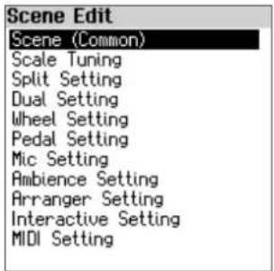ROLAND FPE50 - Utilisez les boutons [ANV] pour sélectionner « scene edit », puis appuyez sur le bouton [enter]. - 1