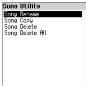 ROLAND FPE50 - Utilisez les boutons [a]n[v] pour sélectionner « song utility », puis appuyez sur le bouton [enter]. - 1