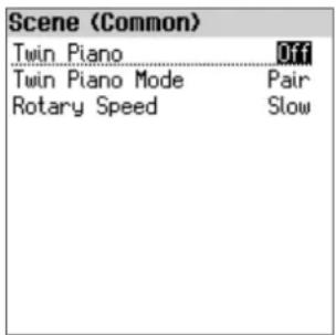 ROLAND FPE50 - Dans l'écran scene edit, utilisez les boutons [a]n[v] pour sélectionner « scene (common) », puis appuyez sur le bouton [enter]. - 1