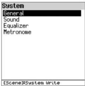ROLAND FPE50 - Utilisez les boutons [A]n[v] pour sélectionner « system » puis appuyez sur le bouton [enter]. - 1