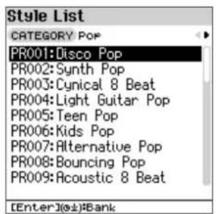 ROLAND FPE50 - Sélection dans la liste des catégories - 1
