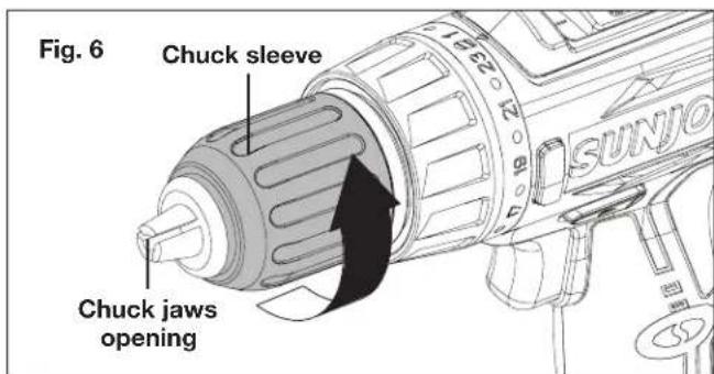 Sun Joe BDLA0050 - Installing + Removing Drill Bits - 2