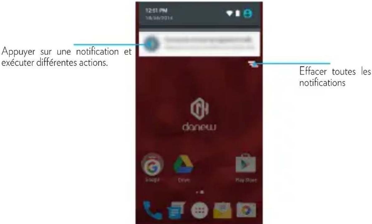 Appuyer sur une notification et exécuter différentes actions. Effacer toutes les notifications