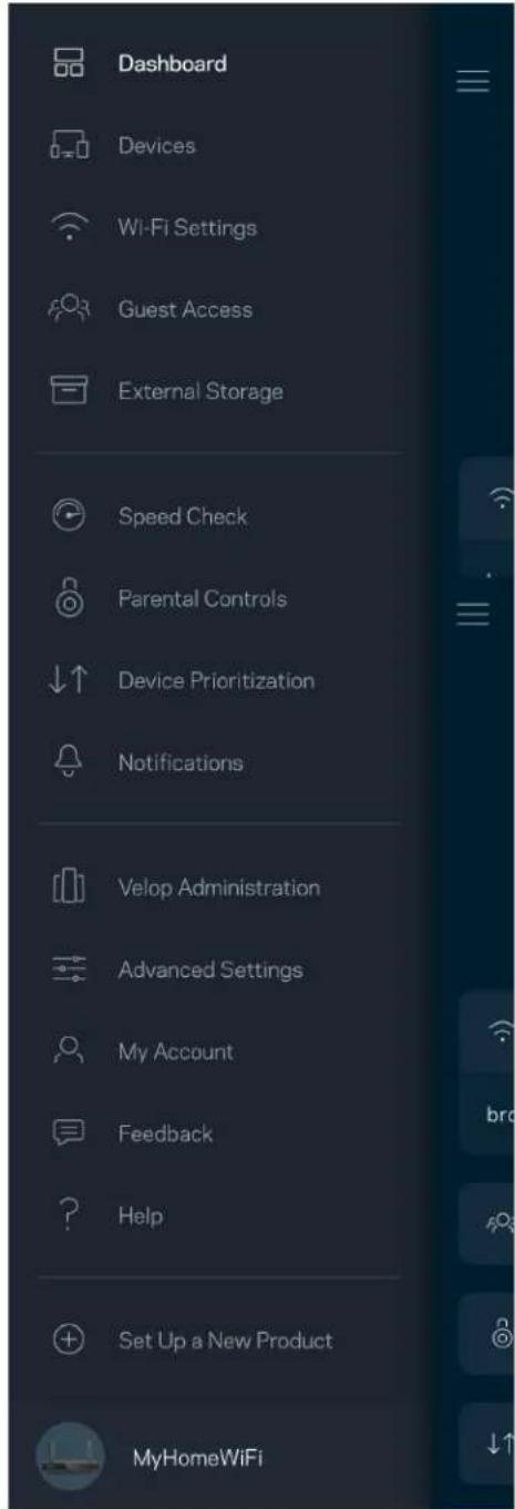 LINKSYS Hydra Pro 6 MR5500 - Navigeerimismenüü - 1
