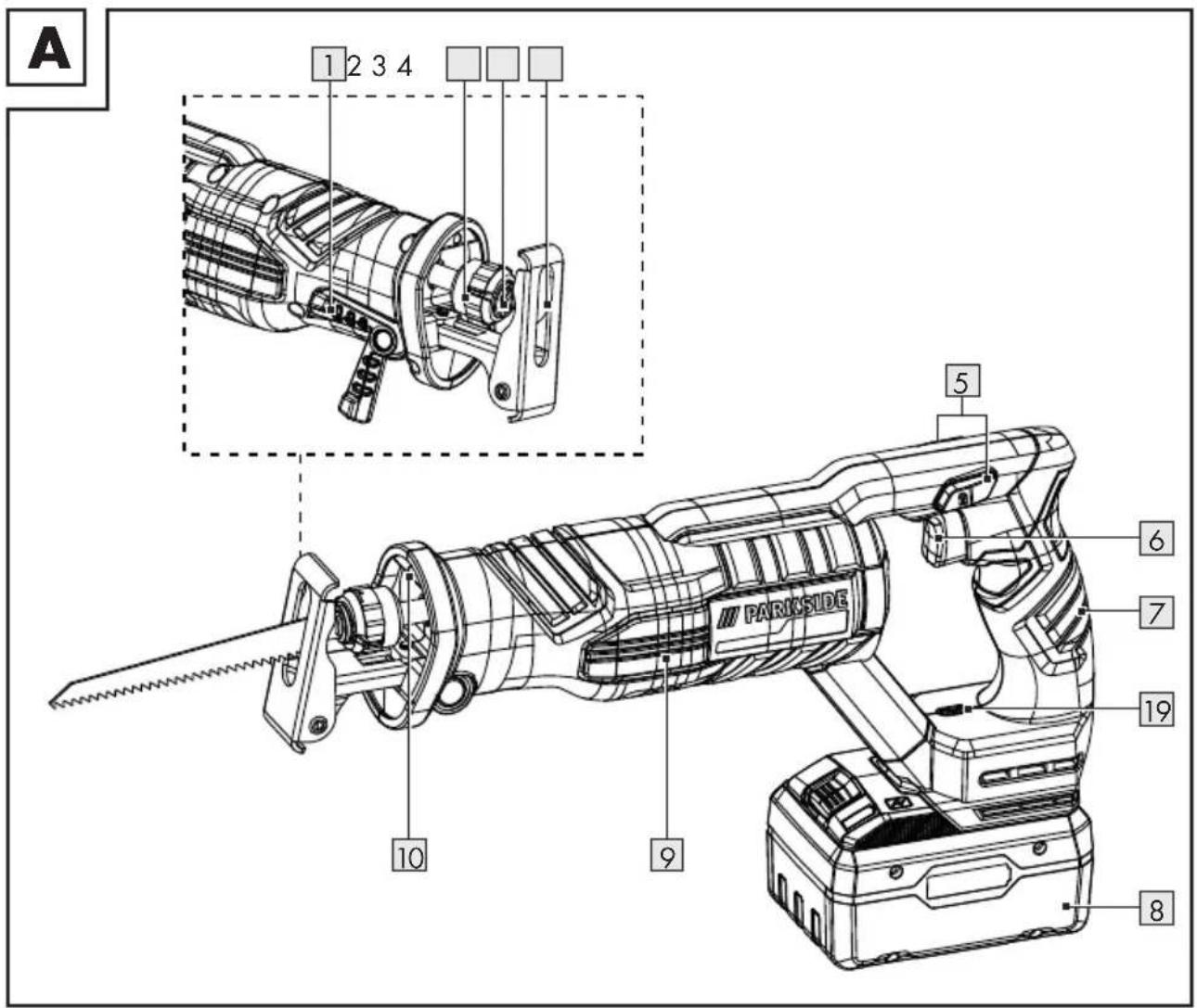 PARKSIDE PSSAP 20 Li C4 - AKU PILA OCASKA 20 V - 1