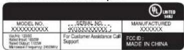 FRIGIDAIRE MWBOK15TB - Important: - 1