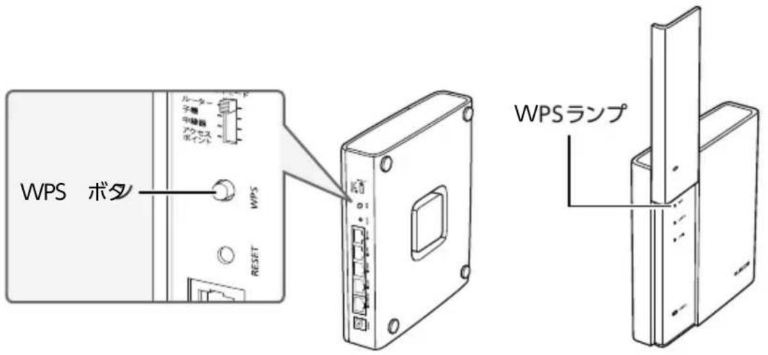 WPS ボタ WPS RESET ルーター 子機 中継器 アクセス ポイント WPS WPSランプ