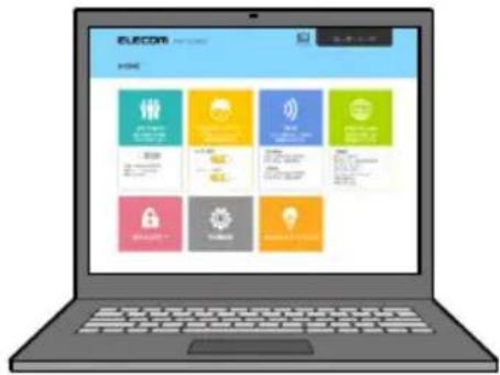 Laptop screen displaying a digital interface with icons and text, likely for e-commerce or e-commerce platform usage.