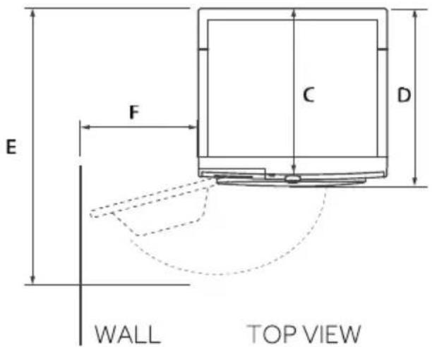 E F C D WALL TOP VIEW