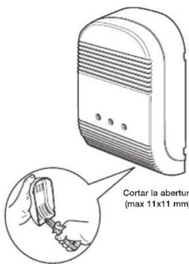 Cortar la abertura (max 11x11 mm)