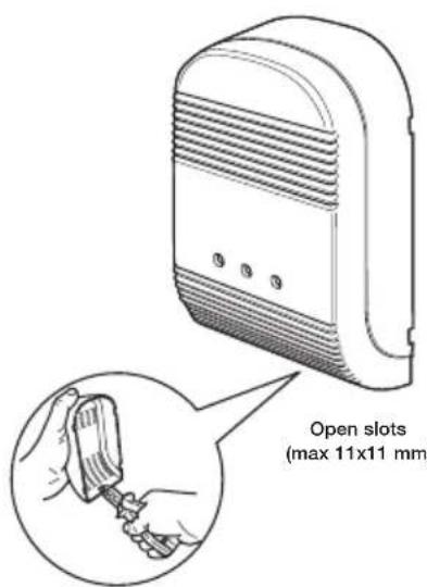 Open slots (max 11x11 mm)