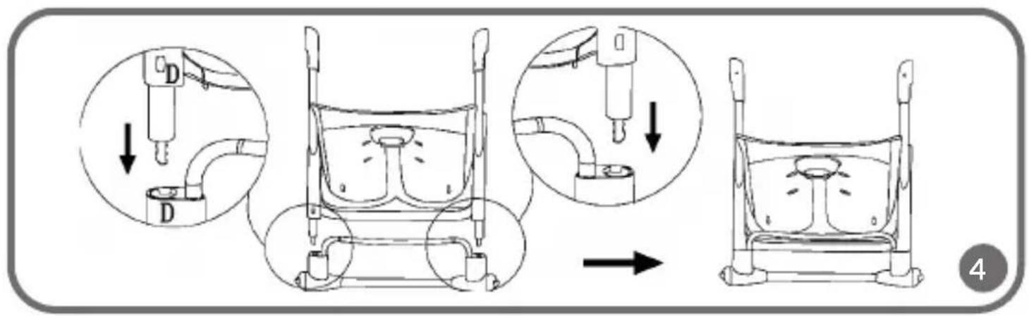 Diagram illustrating a mechanical process with labeled components and directional arrows indicating assembly steps.