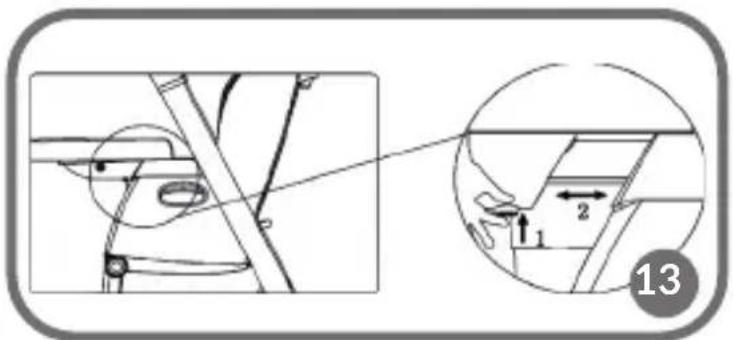 Technical diagram showing mechanical assembly with labeled parts and directional arrows, including numbered annotations 1 and 2.