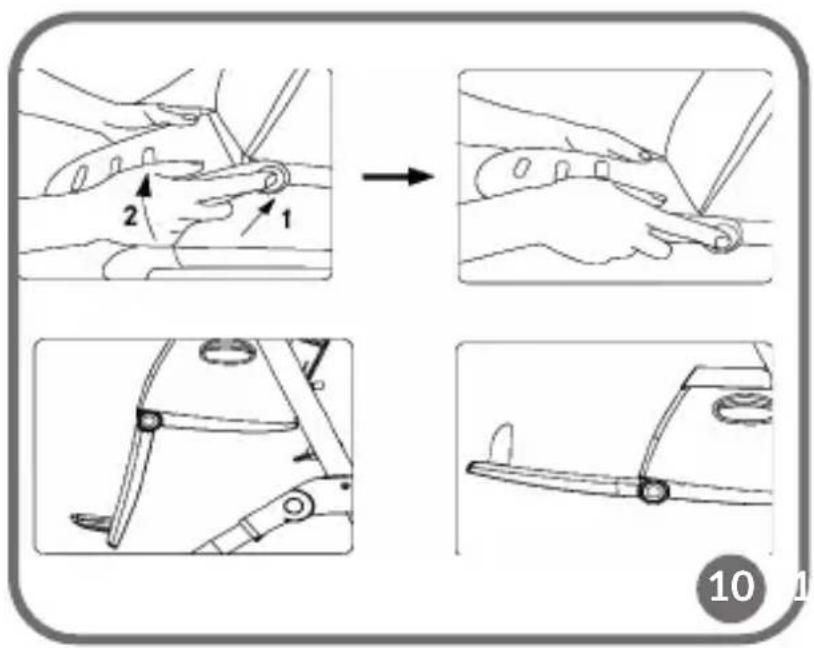 Technical diagram illustrating a mechanical assembly step with labeled parts and directional arrows