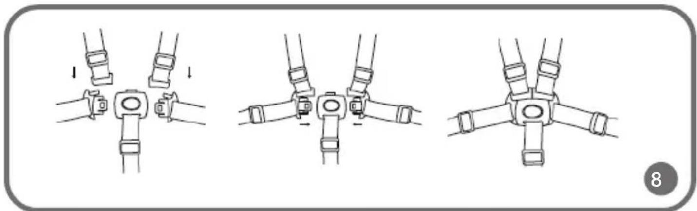 Diagram showing three steps of cable fastening using a switch, with arrows indicating the process.