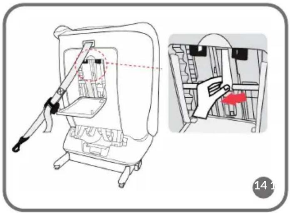 Technical diagram showing a device interior with labeled components and a close-up view of the internal structure, including a hand interacting with a device.