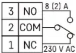 3 NO 2 COM 1 NC 8 (2) A 230 V AC