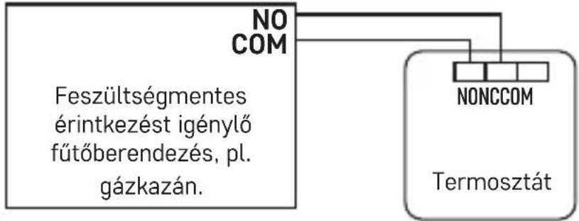 Emos P5607 - A P5607 termosztát feszültségmentes bekötési rajza „NO“ kimenettel rendelkező kazán esetén: - 1