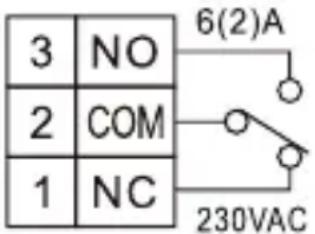 3 NO 2 COM 1 NC 6(2)A 230VAC
