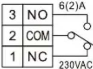 3 NO 2 COM 1 NC 6(2)A 230VAC