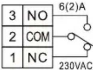 3 NO 2 COM 1 NC 6(2)A 230VAC
