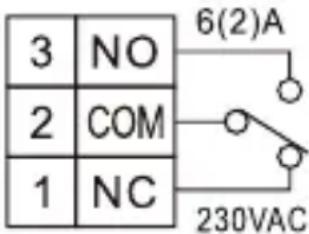 3 NO 2 COM 1 NC 6(2)A 230VAC