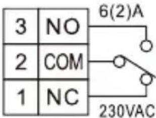 3 NO 2 COM 1 NC 6(2)A 230VAC