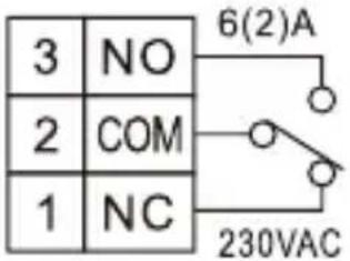 3 NO 2 COM 1 NC 6(2)A 230VAC