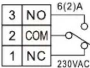 3 NO 2 COM 1 NC 6(2)A 230VAC