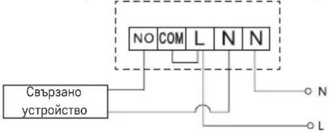 NO COM L N N Свързано устройство N L