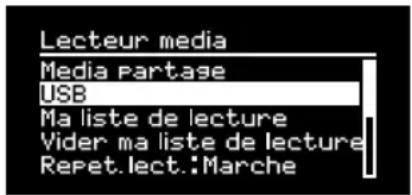 Lecteur media Media Partage USB Ma liste de lecture Vider ma liste de lecture Repet.lect.:Marche