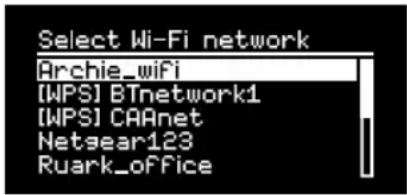 Select Wi-Fi network Archie_wifi [WPS] BTnetwork1 [WPS] CAAnet Netgear123 Ruark_office