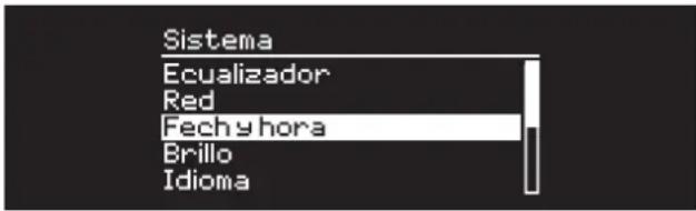 Sistema Ecualizador Red Fech y hora Brillo Idioma