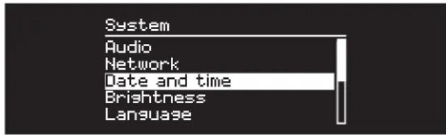 System Audio Network Date and time Brightness Language