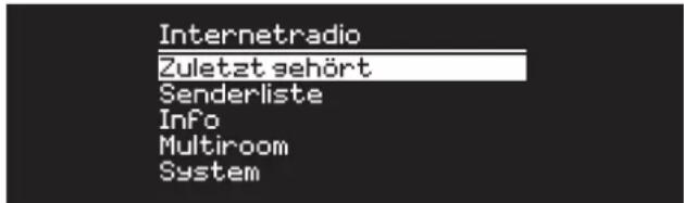 Internetradio Zuletzt gehört Senderliste Info Multiroom System