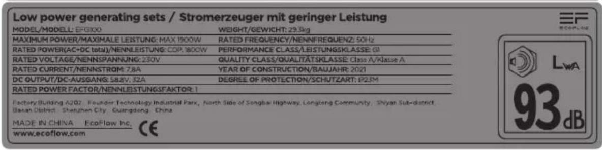 ECOFLOW Smart Generator - Wichtige Kennzeichnungen - 2