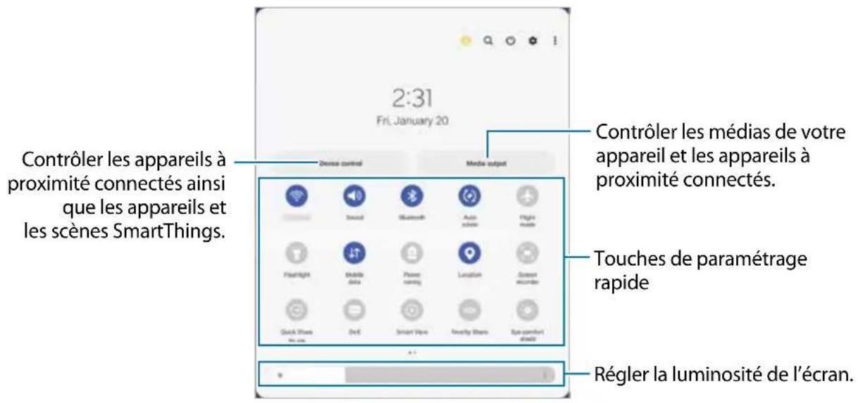 SAMSUNG Galaxy Tab Active 4 Pro - Utiliser les touches de paramétrage rapide - 1