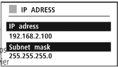 IP ADRESS IP adress 192.168.2.100 Subnet mask 255.255.255.0