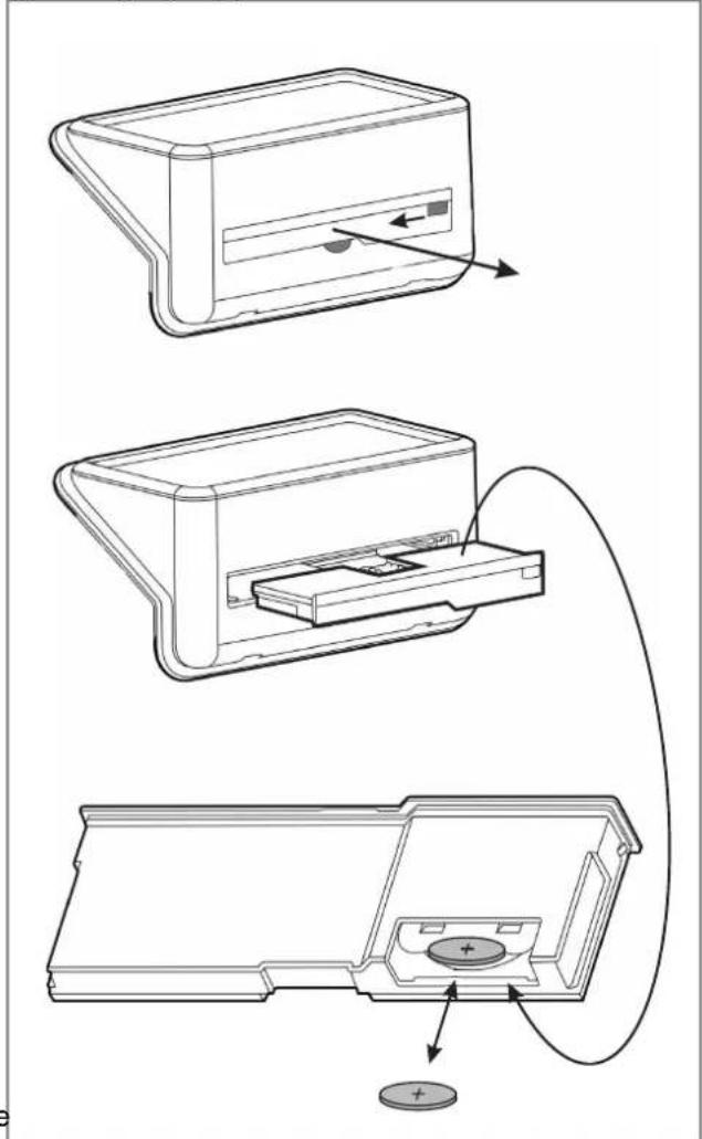 Technical diagram showing three stages of a device's internal structure with labeled components and directional arrows indicating connection.