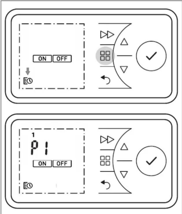 ON OFF ↓ E① 1 ON OFF E②