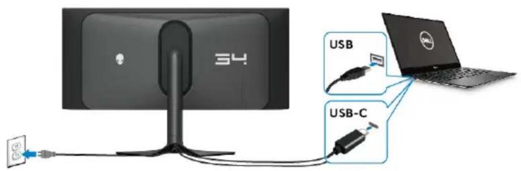 ALIENWARE AW3423DWF - Connexion de l'ordinateur - 1