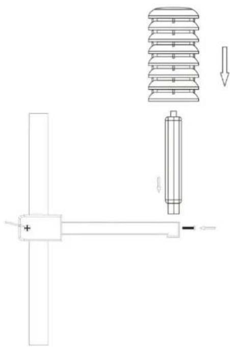 TECHNOLINE WS 1700 - 5) Montage des Thermo-Hygro-Senders an der Halterung: - 1