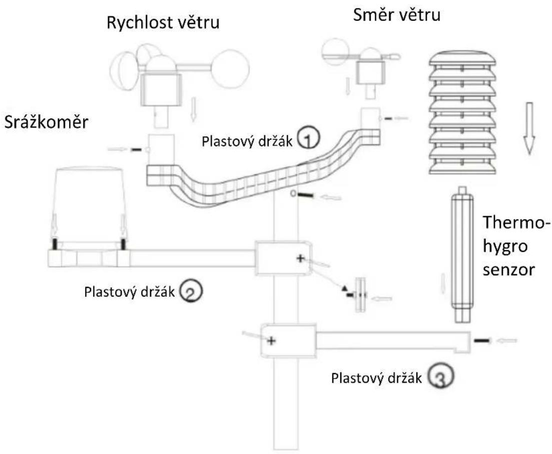 TECHNOLINE WS 1700 - 1) Montáž venkovního senzoru na stožár z nerezové oceli - 1
