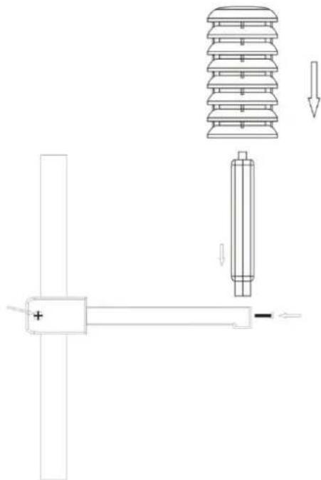 TECHNOLINE WS 1700 - 5) Montaż czujnika higrotermicznego na wsporniku - 3