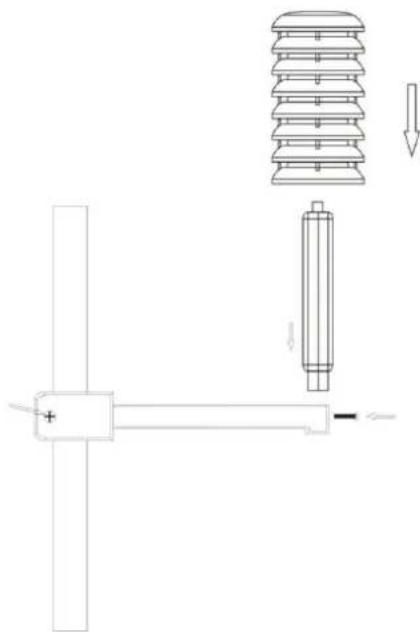 TECHNOLINE WS 1700 - 5) Montaje del sensor térmico-higrómetro en la abrazadera: - 2