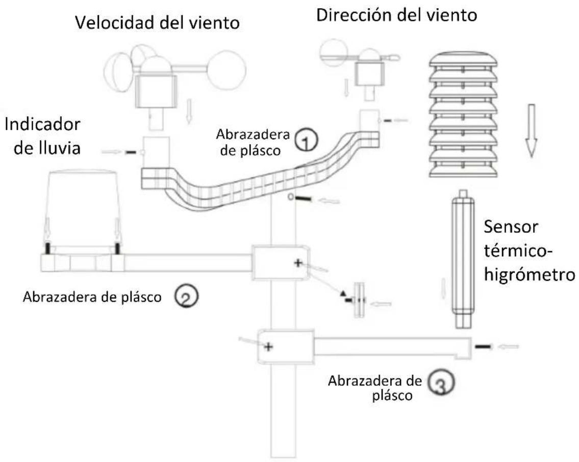 TECHNOLINE WS 1700 - 1) Montaje del sensor exterior en el mástil de acero inoxidable - 1